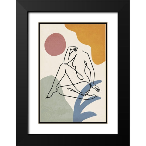 Colorful Nude II Black Modern Wood Framed Art Print with Double Matting by JJ Design House