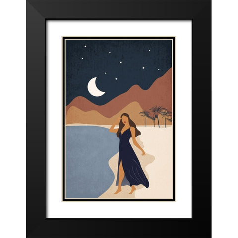 Beach Babe Black Modern Wood Framed Art Print with Double Matting by JJ Design House