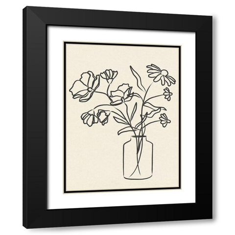 Flowers in Vase I Black Modern Wood Framed Art Print with Double Matting by JJ Design House