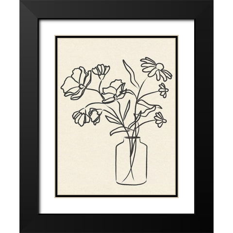 Flowers in Vase I Black Modern Wood Framed Art Print with Double Matting by JJ Design House