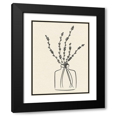 Flowers in Vase II Black Modern Wood Framed Art Print with Double Matting by JJ Design House