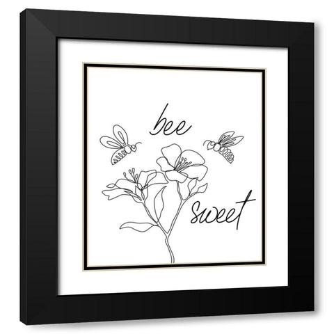 Bee Sweet Black Modern Wood Framed Art Print with Double Matting by JJ Design House
