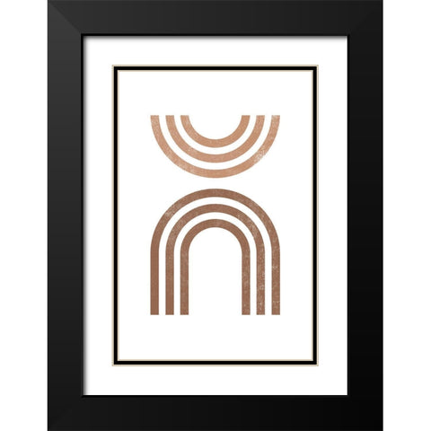 Geometric Rainbows Black Modern Wood Framed Art Print with Double Matting by JJ Design House