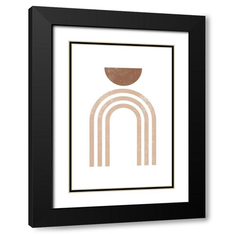 Geometric Rainbow Black Modern Wood Framed Art Print with Double Matting by JJ Design House
