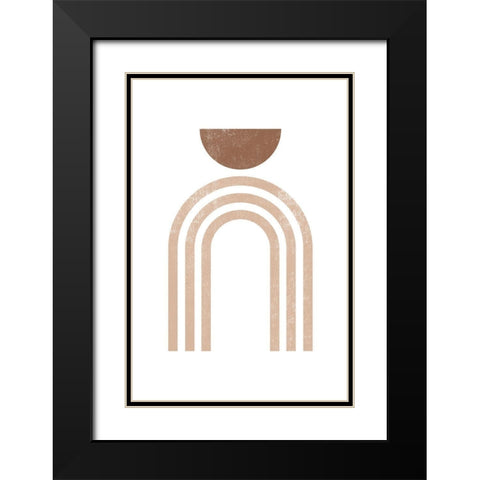 Geometric Rainbow Black Modern Wood Framed Art Print with Double Matting by JJ Design House