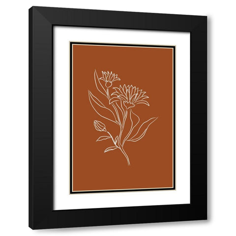 Orange Flower Black Modern Wood Framed Art Print with Double Matting by JJ Design House