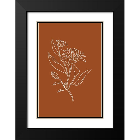 Orange Flower Black Modern Wood Framed Art Print with Double Matting by JJ Design House