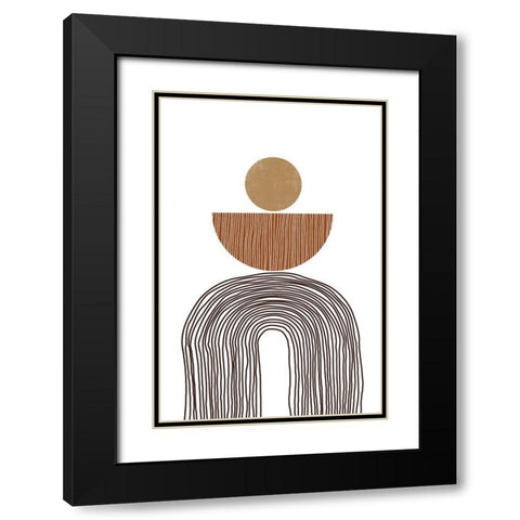 Rainbow Lines II Black Modern Wood Framed Art Print with Double Matting by JJ Design House