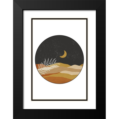 Mountain Moonrise Black Modern Wood Framed Art Print with Double Matting by JJ Design House