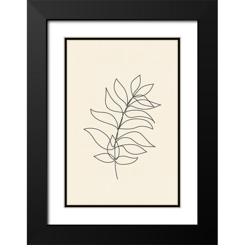 Leaf Line Art III Black Modern Wood Framed Art Print with Double Matting by JJ Design House
