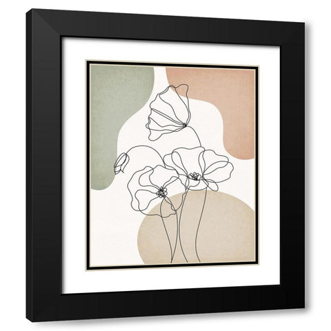 Poppies Black Modern Wood Framed Art Print with Double Matting by JJ Design House