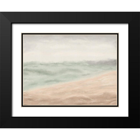 Soft Mod Ocean Black Modern Wood Framed Art Print with Double Matting by JJ Design House