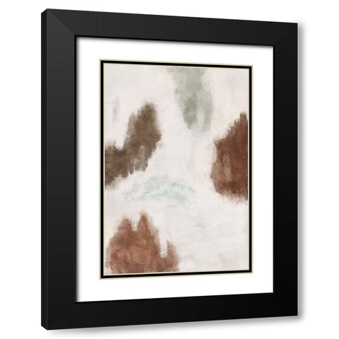 Neutral Warm Abstract Black Modern Wood Framed Art Print with Double Matting by JJ Design House