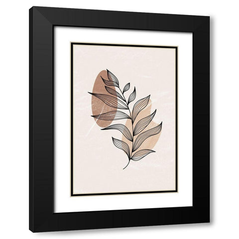 Leaf Black Modern Wood Framed Art Print with Double Matting by JJ Design House