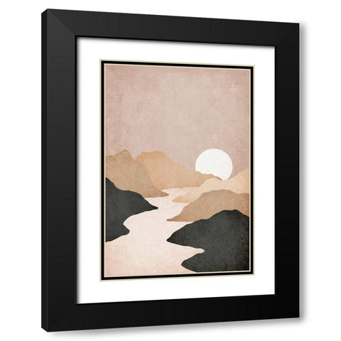 Mountains Black Modern Wood Framed Art Print with Double Matting by JJ Design House