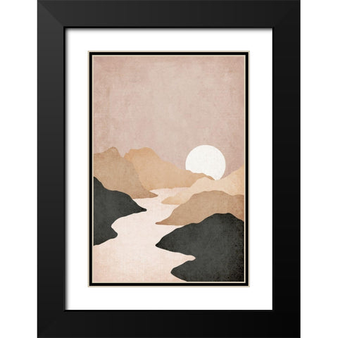 Mountains Black Modern Wood Framed Art Print with Double Matting by JJ Design House
