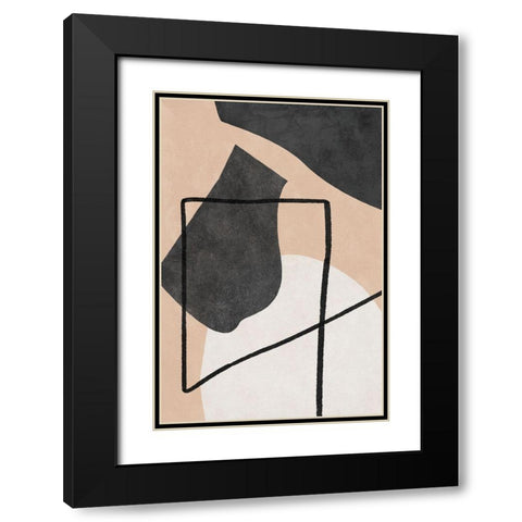 Shapes Black Modern Wood Framed Art Print with Double Matting by JJ Design House