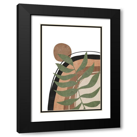 Abstract Rainbow Black Modern Wood Framed Art Print with Double Matting by JJ Design