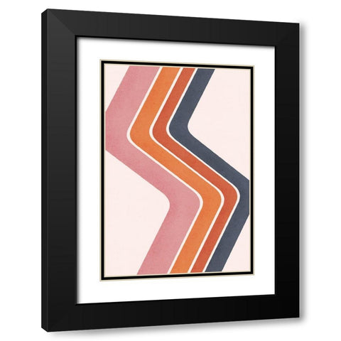 Zig Zag Rainbow Black Modern Wood Framed Art Print with Double Matting by JJ Design