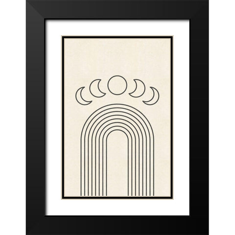 Arches and Moon Cycle Black Modern Wood Framed Art Print with Double Matting by JJ Design