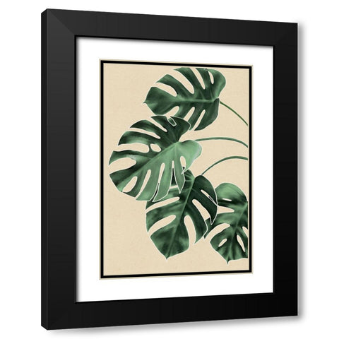 Leaves Black Modern Wood Framed Art Print with Double Matting by JJ Design