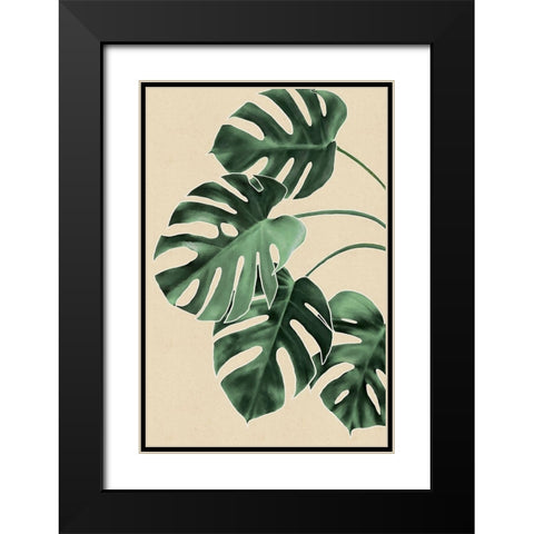 Leaves Black Modern Wood Framed Art Print with Double Matting by JJ Design