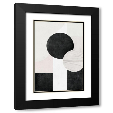 Shapes I Black Modern Wood Framed Art Print with Double Matting by JJ Design