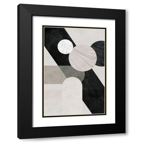Shapes II Black Modern Wood Framed Art Print with Double Matting by JJ Design