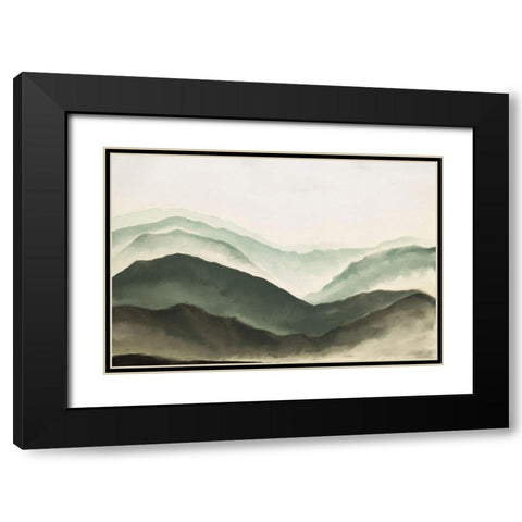 Mountains Black Modern Wood Framed Art Print with Double Matting by JJ Design
