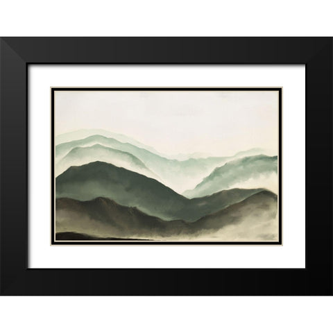 Mountains Black Modern Wood Framed Art Print with Double Matting by JJ Design
