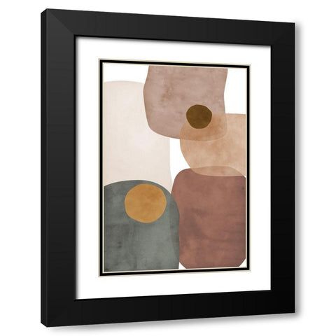 Earth Tones II Black Modern Wood Framed Art Print with Double Matting by JJ Design
