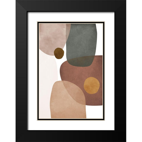 Earth Tones III Black Modern Wood Framed Art Print with Double Matting by JJ Design