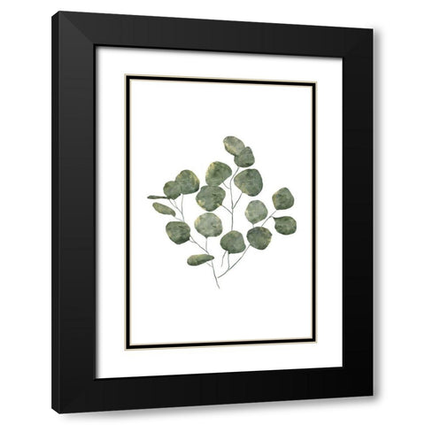 Eucalyptus Leaves Black Modern Wood Framed Art Print with Double Matting by JJ Design