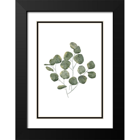 Eucalyptus Leaves Black Modern Wood Framed Art Print with Double Matting by JJ Design
