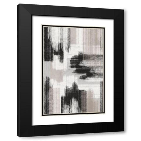 BW Abstract Black Modern Wood Framed Art Print with Double Matting by JJ Design
