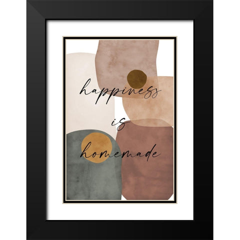 Happiness Black Modern Wood Framed Art Print with Double Matting by JJ Design