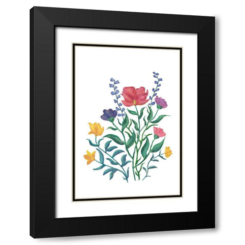 Watercolor Flowers II Black Modern Wood Framed Art Print with Double Matting by JJ Design