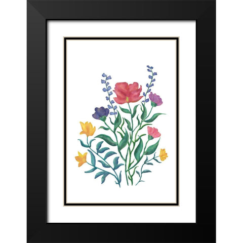 Watercolor Flowers II Black Modern Wood Framed Art Print with Double Matting by JJ Design