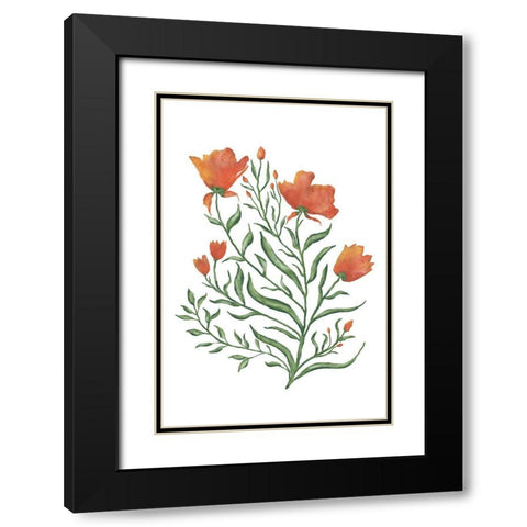 Watercolor Flowers III Black Modern Wood Framed Art Print with Double Matting by JJ Design