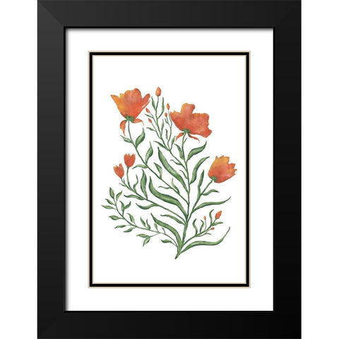 Watercolor Flowers III Black Modern Wood Framed Art Print with Double Matting by JJ Design