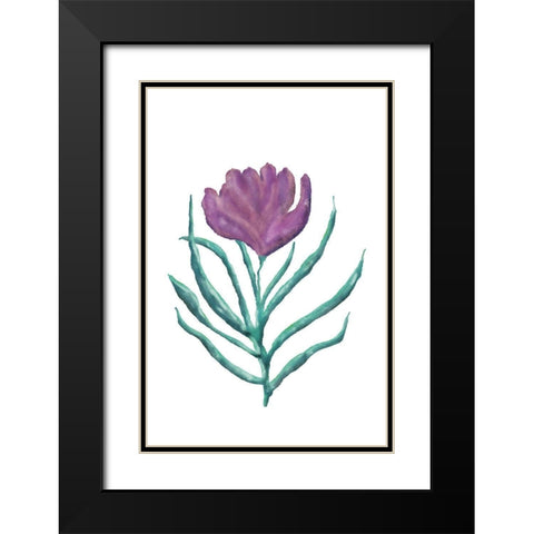 Purple Flower Black Modern Wood Framed Art Print with Double Matting by JJ Design