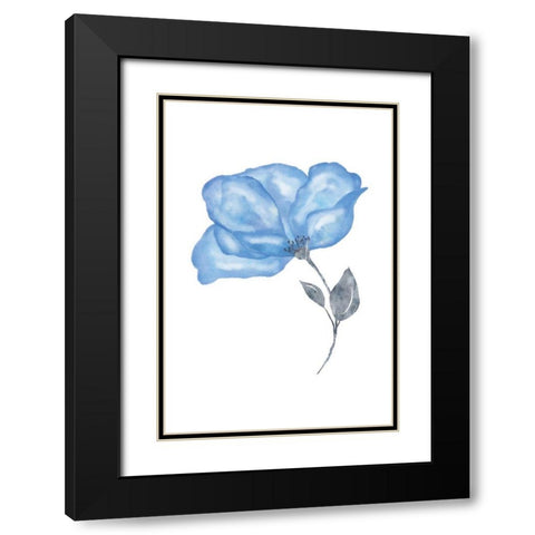 Blue Flower Black Modern Wood Framed Art Print with Double Matting by JJ Design