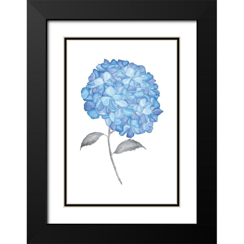Blue Flower II Black Modern Wood Framed Art Print with Double Matting by JJ Design