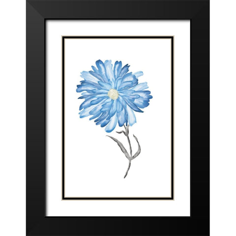 Blue Flower III Black Modern Wood Framed Art Print with Double Matting by JJ Design