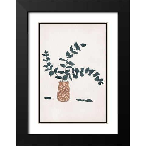 Eucalyptus Black Modern Wood Framed Art Print with Double Matting by JJ Design