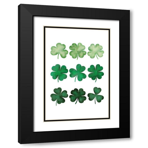 Clovers Black Modern Wood Framed Art Print with Double Matting by JJ Design