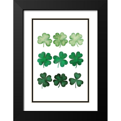 Clovers Black Modern Wood Framed Art Print with Double Matting by JJ Design