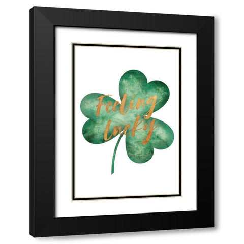 Feeling Lucky Black Modern Wood Framed Art Print with Double Matting by JJ Design