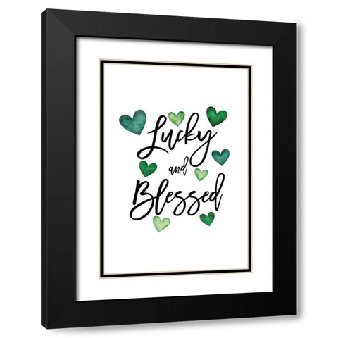 Lucky and Blessed Black Modern Wood Framed Art Print with Double Matting by JJ Design