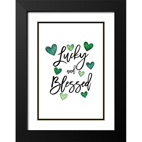 Lucky and Blessed Black Modern Wood Framed Art Print with Double Matting by JJ Design